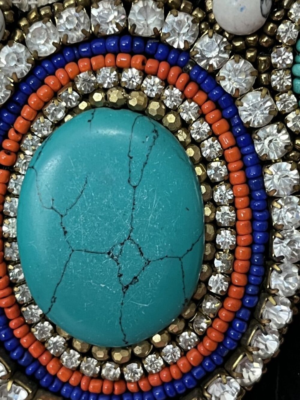 Bohemian Beaded Necklace & Earrings Set With Turquoise & Red Stones - Picture 4 of 6